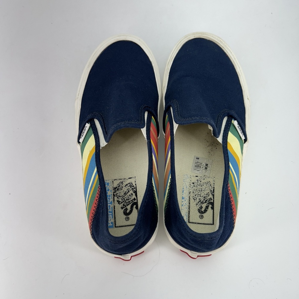 Vans Shoes Womens Size 7 Classic Slip-On Rainbow Stripe Canvas Skate 500714 - Picture 8 of 10